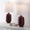 SAFAVIEH Lighting Collection – Madsen Burgundy Resin Table Lamp Set of 2, 20″ Decorative Accent Lights with Fabric Shades, E26 Bulb Compatible (TBL4641A-SET2)(Burgundy)