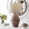 SAFAVIEH Lighting Collection Detris Modern Rustic Farmhouse Brown 26-inch Bedroom Living Room Home Office Desk Nightstand Table Lamp (LED Bulb Included)