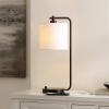 SAFAVIEH Lighting Collection Follett Black/White Drum Shade 20-inch Table Lamp with USB Charging Port, Ideal for Living Room, Bedroom, Nightstand, Home Office, Dorm (LED Bulb Included)