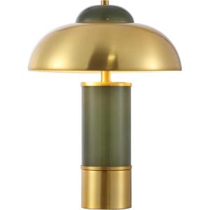 SAFAVIEH Lighting Collection Drea 16-inch Green/Brass Glass/Metal Table Lamp (LED Bulb Included)
