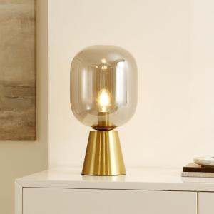 SAFAVIEH Lighting Collection Rain Smoke Grey/Brass 18-inch Table Lamp, Ideal for Living Room, Bedroom, Nightstand, Home Office, Dorm (LED Bulb Included)