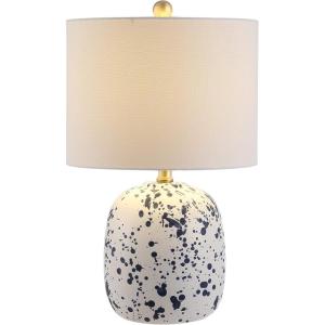SAFAVIEH Lighting Collection Wallace Modern Contemporary Ivory / Blue Ceramic 19-inch Bedroom Living Room Home Office Desk Nightstand Table Lamp (LED Bulb Included)