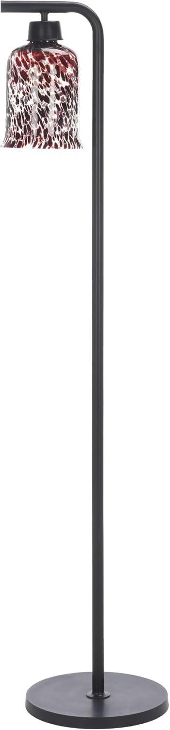 image:imageSAFAVIEH Lighting Collection Nezara 58inch Black amp Brown Tortoise Glass Shade Reading Floor LampBlackBrown Tortoise