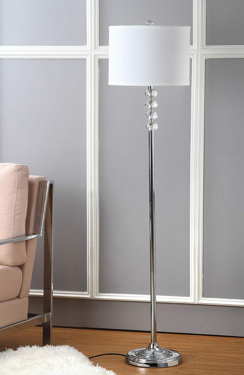 image:imageSAFAVIEH Lighting Collection Vendome Clear Crystal Chrome 60inch Living Room Bedroom Home Office Standing Floor Lamp LED Bulb Included
