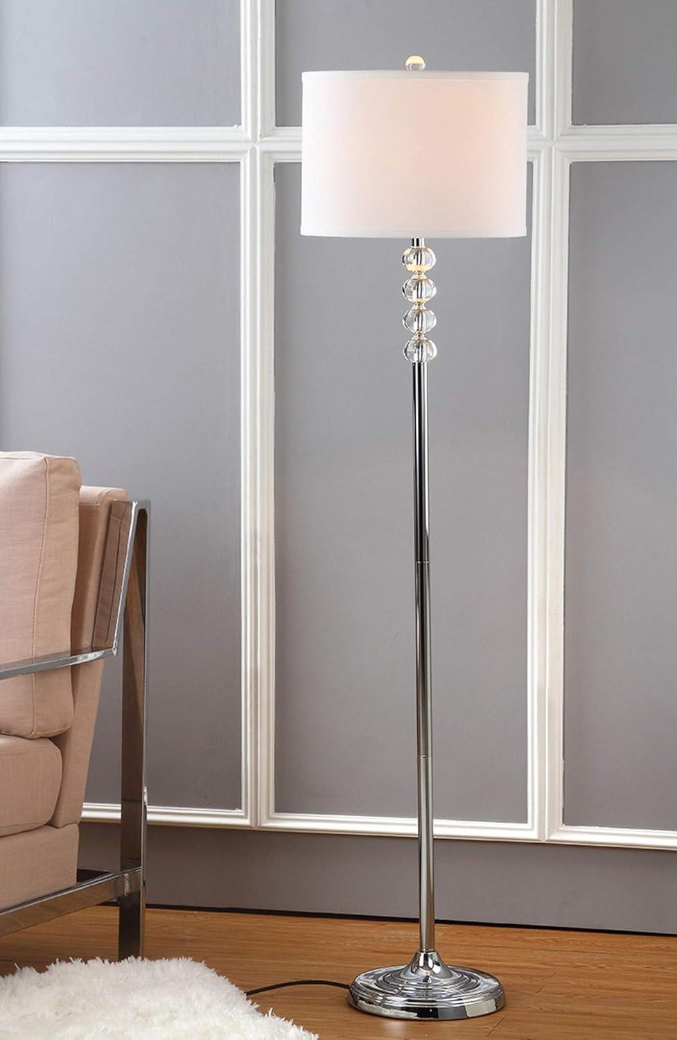 image:imageSAFAVIEH Lighting Collection Vendome Clear Crystal Chrome 60inch Living Room Bedroom Home Office Standing Floor Lamp LED Bulb Included
