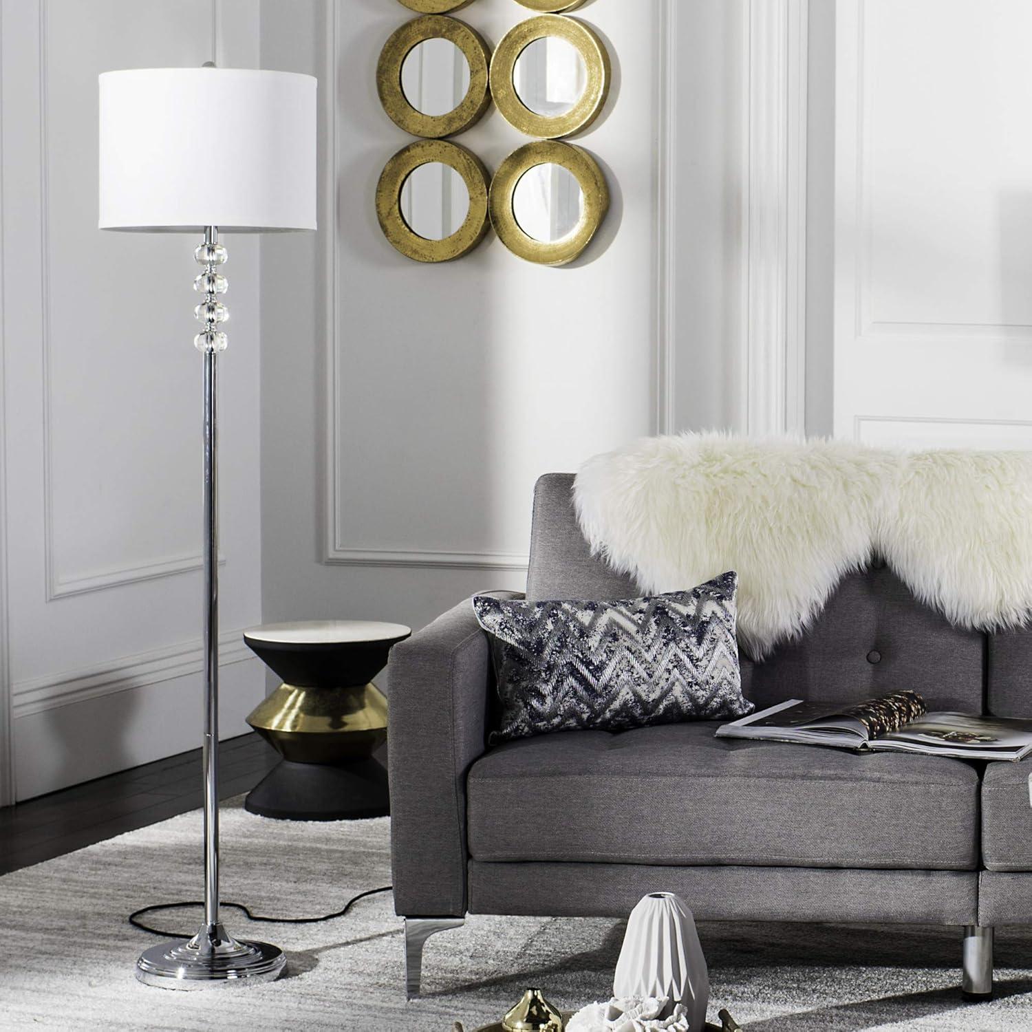 image:imageSAFAVIEH Lighting Collection Vendome Clear Crystal Chrome 60inch Living Room Bedroom Home Office Standing Floor Lamp LED Bulb Included