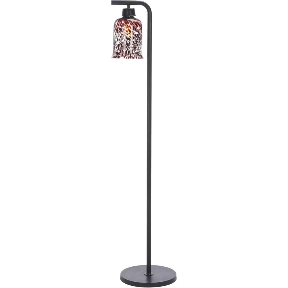 image:imageSAFAVIEH Lighting Collection Nezara 58inch Black amp Brown Tortoise Glass Shade Reading Floor LampBlackBrown Tortoise
