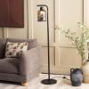 SAFAVIEH Lighting Collection Nezara 58-inch Black & Brown Tortoise Glass Shade Reading Floor Lamp(Black/Brown Tortoise)