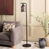 SAFAVIEH Lighting Collection Nezara 58-inch Black & Brown Tortoise Glass Shade Reading Floor Lamp(Black/Brown Tortoise)