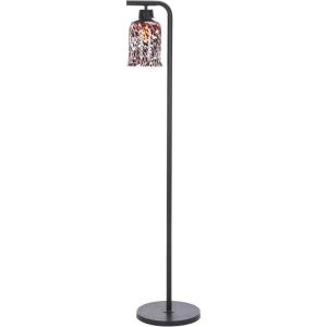 SAFAVIEH Lighting Collection Nezara 58-inch Black & Brown Tortoise Glass Shade Reading Floor Lamp(Black/Brown Tortoise)