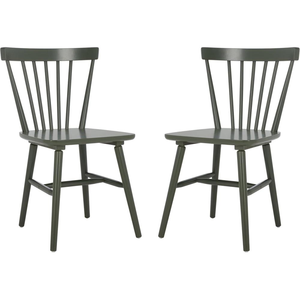 image:imageSAFAVIEH Home Collection Winona Set of 2 Walnut Windsor Farmhouse Dining Chairs Spindle Back Wood Chairs Classic Casual Seating DCH8500GSET2Dusty Green