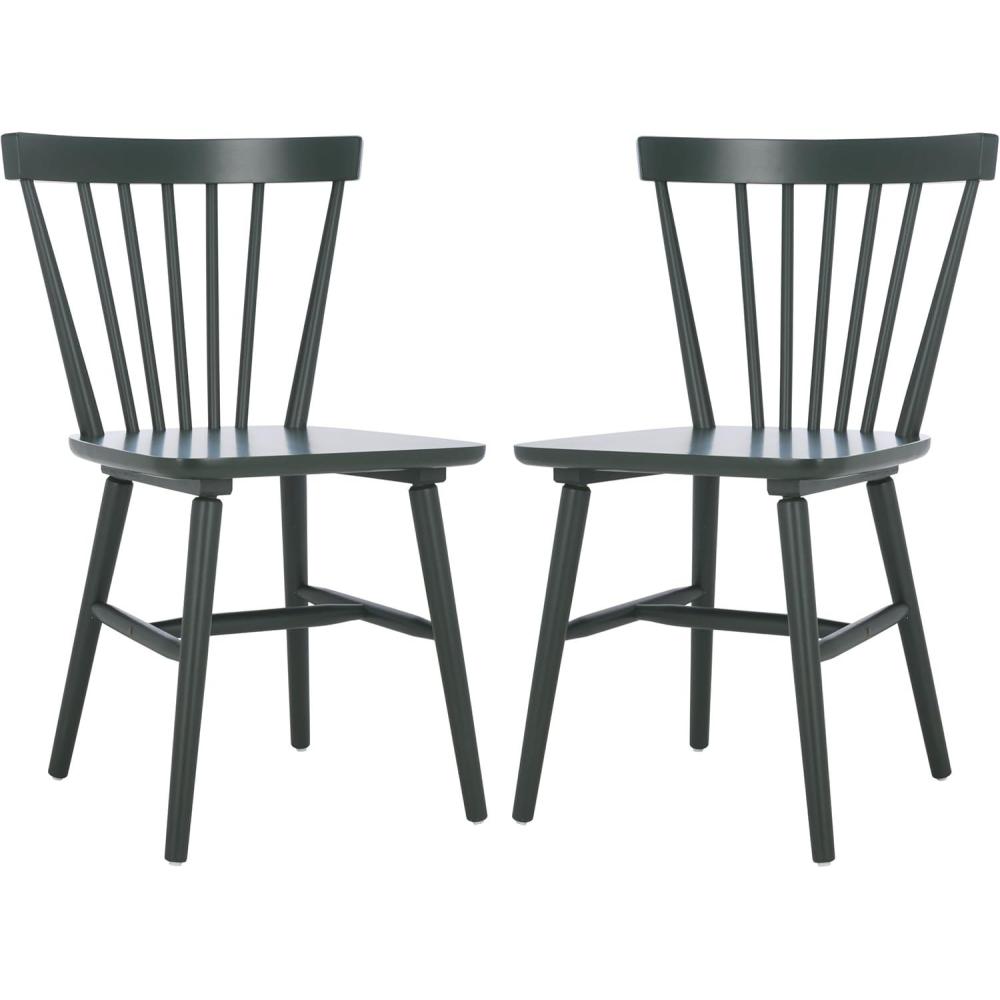 image:imageSAFAVIEH Home Collection Winona Set of 2 Walnut Windsor Farmhouse Dining Chairs Spindle Back Wood Chairs Classic Casual Seating DCH8500GSET2Garden Green