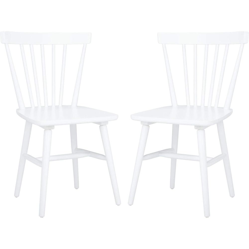 image:imageSAFAVIEH Home Collection Winona Set of 2 Walnut Windsor Farmhouse Dining Chairs Spindle Back Wood Chairs Classic Casual Seating DCH8500GSET2White