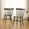 SAFAVIEH Home Collection – Winona Set of 2 Walnut Windsor Farmhouse Dining Chairs, Spindle Back Wood Chairs, Classic Casual Seating (DCH8500G-SET2)(Matte Black)