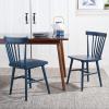SAFAVIEH Home Collection – Winona Set of 2 Walnut Windsor Farmhouse Dining Chairs, Spindle Back Wood Chairs, Classic Casual Seating (DCH8500G-SET2)(Navy)