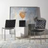 Safavieh Home Collection Wesson Black Woven Leather/Silver Dining Chair (Set of 2) – Fully Assembled(Black/Silver)