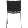 Safavieh Home Collection Wesson Black Woven Leather/Silver Dining Chair (Set of 2) – Fully Assembled(Black/Silver)