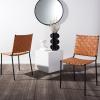 Safavieh Home Collection Wesson Black Woven Leather/Silver Dining Chair (Set of 2) – Fully Assembled(Cognac/Black)
