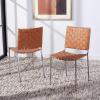 Safavieh Home Collection Wesson Black Woven Leather/Silver Dining Chair (Set of 2) – Fully Assembled(Cognac/Silver)