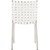 Safavieh Home Collection Wesson Black Woven Leather/Silver Dining Chair (Set of 2) – Fully Assembled(White/Silver)