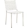 Safavieh Home Collection Wesson Black Woven Leather/Silver Dining Chair (Set of 2) – Fully Assembled(White/Silver)