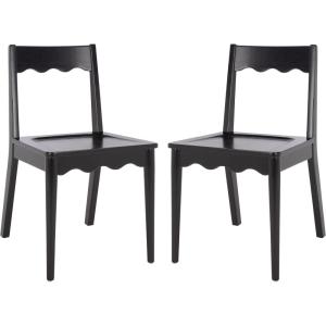 SAFAVIEH Home Collection – Rosetty Black Scallop Solid Wood Dining Chair Set of 2, Country Cottage Farmhouse Design (DCH9220B-SET2)(Black)
