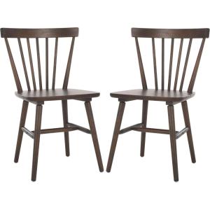 SAFAVIEH Home Collection – Winona Set of 2 Walnut Windsor Farmhouse Dining Chairs, Spindle Back Wood Chairs, Classic Casual Seating (DCH8500G-SET2)(Dark Walnut)
