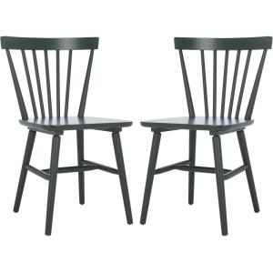 SAFAVIEH Home Collection – Winona Set of 2 Walnut Windsor Farmhouse Dining Chairs, Spindle Back Wood Chairs, Classic Casual Seating (DCH8500G-SET2)(Garden Green)