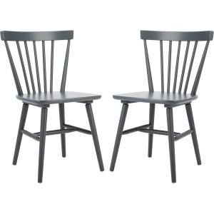SAFAVIEH Home Collection – Winona Set of 2 Walnut Windsor Farmhouse Dining Chairs, Spindle Back Wood Chairs, Classic Casual Seating (DCH8500G-SET2)(Grey)