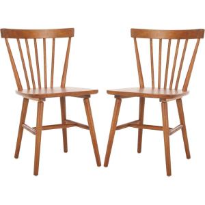 SAFAVIEH Home Collection – Winona Set of 2 Walnut Windsor Farmhouse Dining Chairs, Spindle Back Wood Chairs, Classic Casual Seating (DCH8500G-SET2)(Honey)
