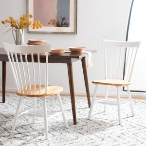 SAFAVIEH Home Collection – Winona Set of 2 Walnut Windsor Farmhouse Dining Chairs, Spindle Back Wood Chairs, Classic Casual Seating (DCH8500G-SET2)(Matte Black)