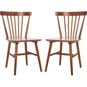SAFAVIEH Home Collection – Winona Set of 2 Walnut Windsor Farmhouse Dining Chairs, Spindle Back Wood Chairs, Classic Casual Seating (DCH8500G-SET2)(Walnut)