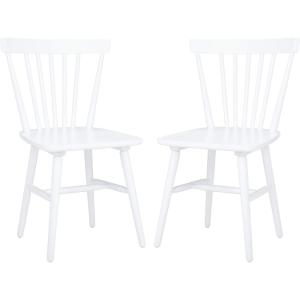 SAFAVIEH Home Collection – Winona Set of 2 Walnut Windsor Farmhouse Dining Chairs, Spindle Back Wood Chairs, Classic Casual Seating (DCH8500G-SET2)(White)