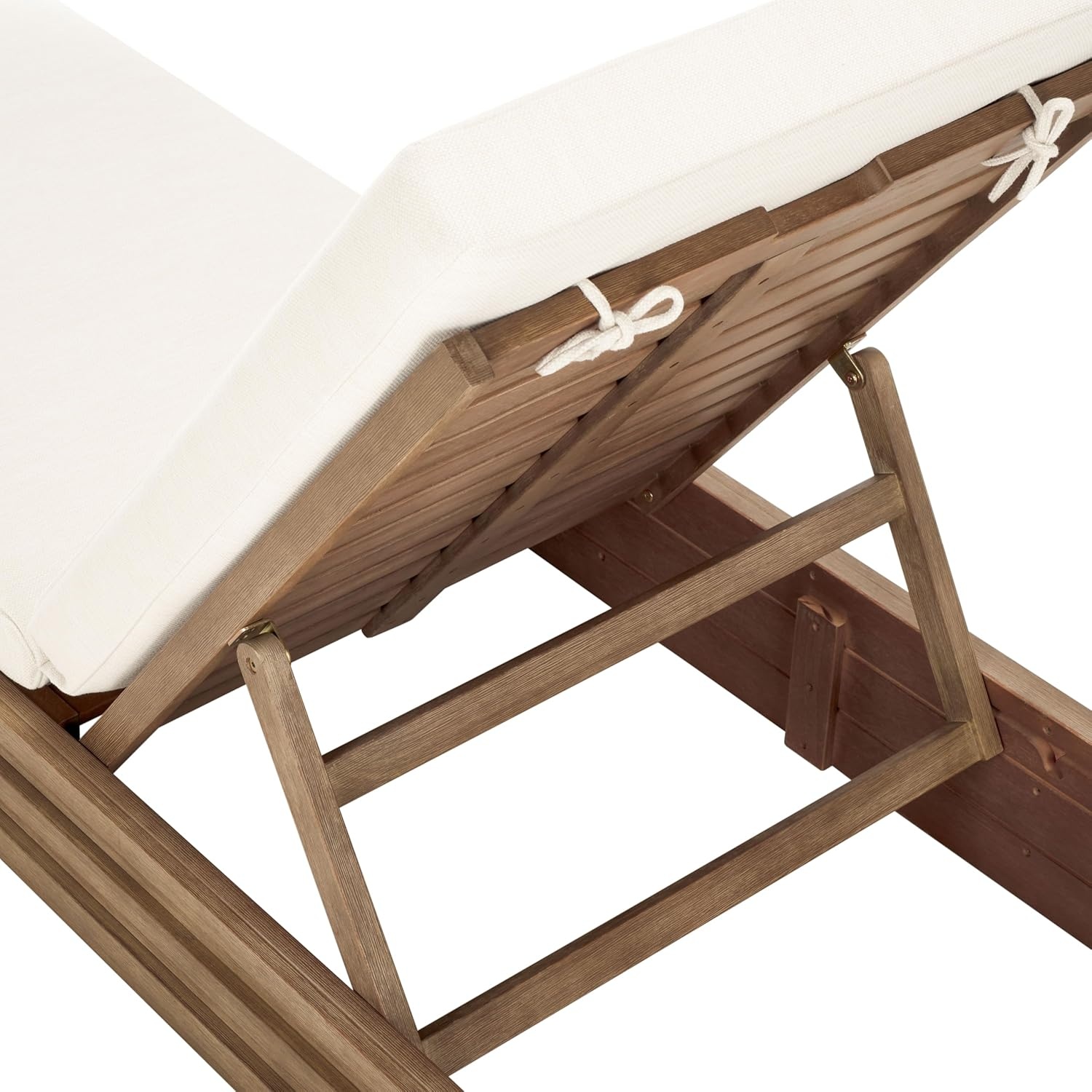 image:imageSAFAVIEH Couture Outdoor Collection Barbados NaturalBeige Cushion Solid Wood Chaise Lounge Chair