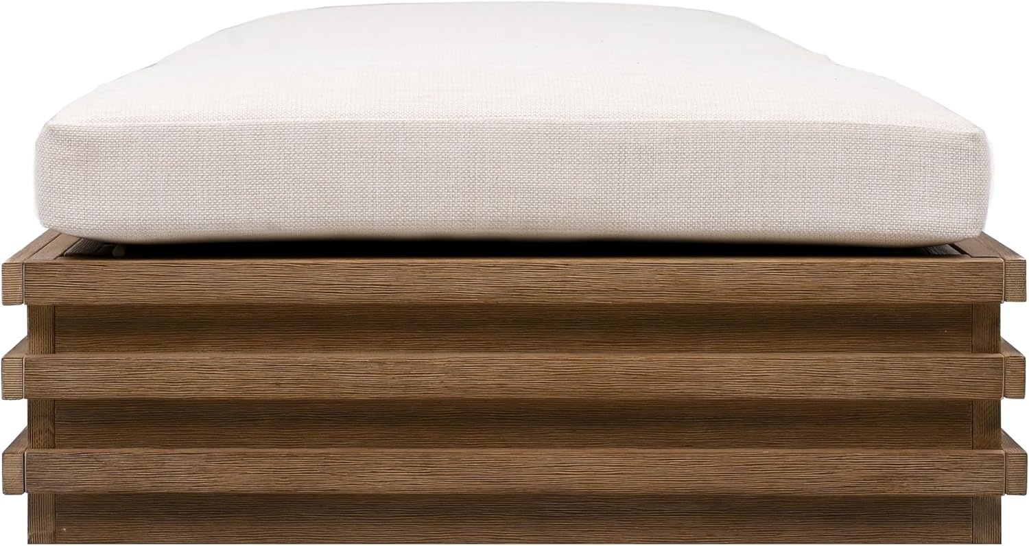image:imageSAFAVIEH Couture Outdoor Collection Barbados NaturalBeige Cushion Solid Wood Chaise Lounge Chair