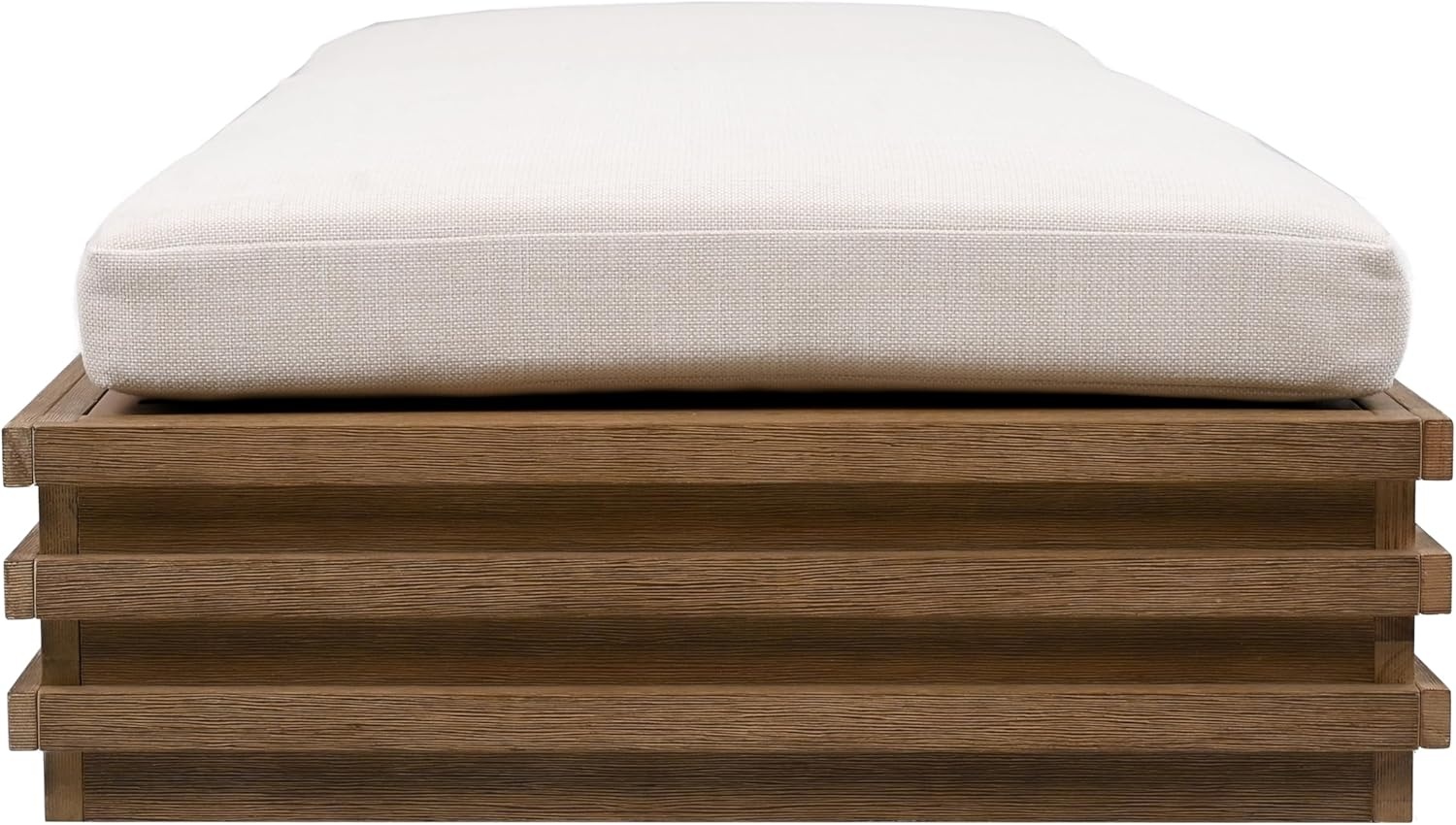 image:imageSAFAVIEH Couture Outdoor Collection Barbados NaturalBeige Cushion Solid Wood Chaise Lounge Chair
