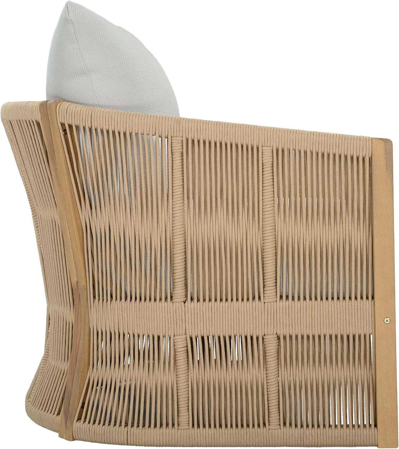 image:imageSAFAVIEH Outdoor Bella Barrel Back Accent Chair Oak Solid Wood amp Ivory Weather Resistant Ideal for Patio Deck Backyard 116 Seat Height PAT7109BOakIvory