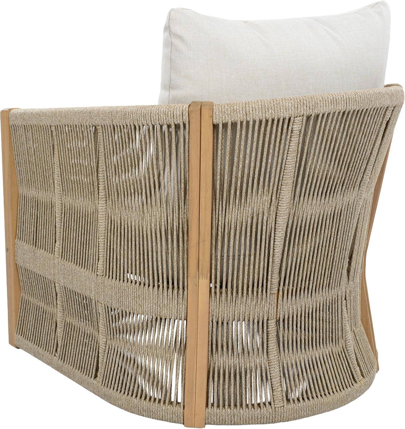 image:imageSAFAVIEH Outdoor Bella Barrel Back Accent Chair Oak Solid Wood amp Ivory Weather Resistant Ideal for Patio Deck Backyard 116 Seat Height PAT7109BOakTaupe
