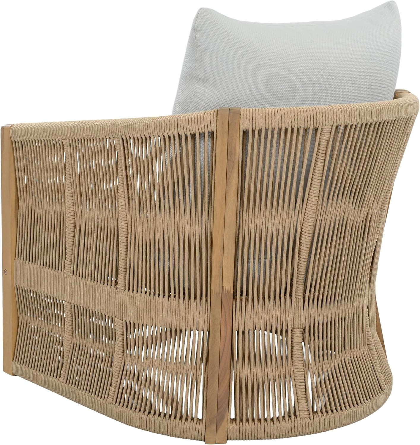 image:imageSAFAVIEH Outdoor Bella Barrel Back Accent Chair Oak Solid Wood amp Ivory Weather Resistant Ideal for Patio Deck Backyard 116 Seat Height PAT7109BOakIvory