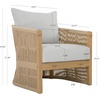 SAFAVIEH Outdoor – Bella Barrel Back Accent Chair – Oak Solid Wood & Ivory – Weather Resistant – Ideal for Patio, Deck, Backyard, 11.6″ Seat Height (PAT7109B)(Oak/Ivory)