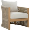 SAFAVIEH Outdoor – Bella Barrel Back Accent Chair – Oak Solid Wood & Ivory – Weather Resistant – Ideal for Patio, Deck, Backyard, 11.6″ Seat Height (PAT7109B)(Oak/Taupe)