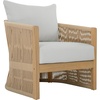 SAFAVIEH Outdoor – Bella Barrel Back Accent Chair – Oak Solid Wood & Ivory – Weather Resistant – Ideal for Patio, Deck, Backyard, 11.6″ Seat Height (PAT7109B)(Oak/Ivory)
