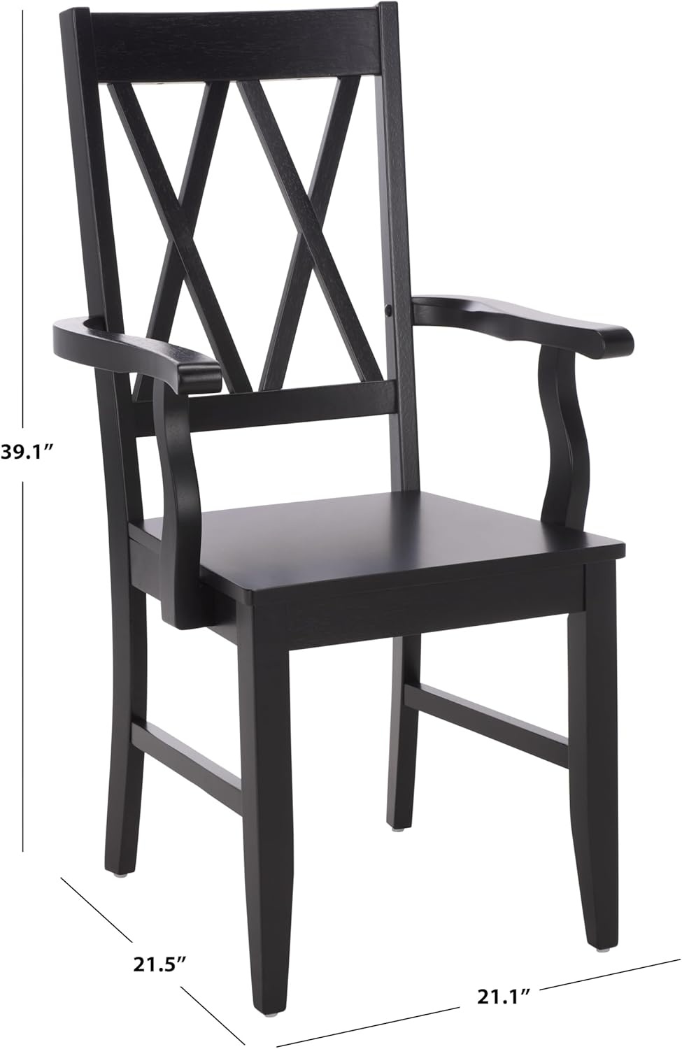 image:imageSAFAVIEH Home Collection Yana Double XBack Dining Arm Chair Solid Wood Light Oak Finish Classic Farmhouse Style DCH6901BBlack