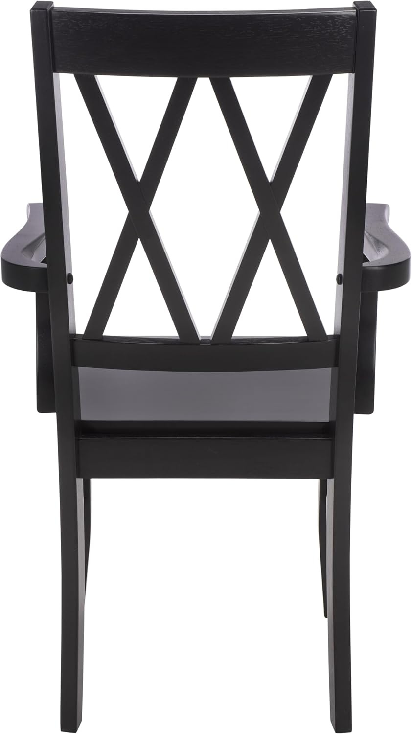 image:imageSAFAVIEH Home Collection Yana Double XBack Dining Arm Chair Solid Wood Light Oak Finish Classic Farmhouse Style DCH6901BBlack