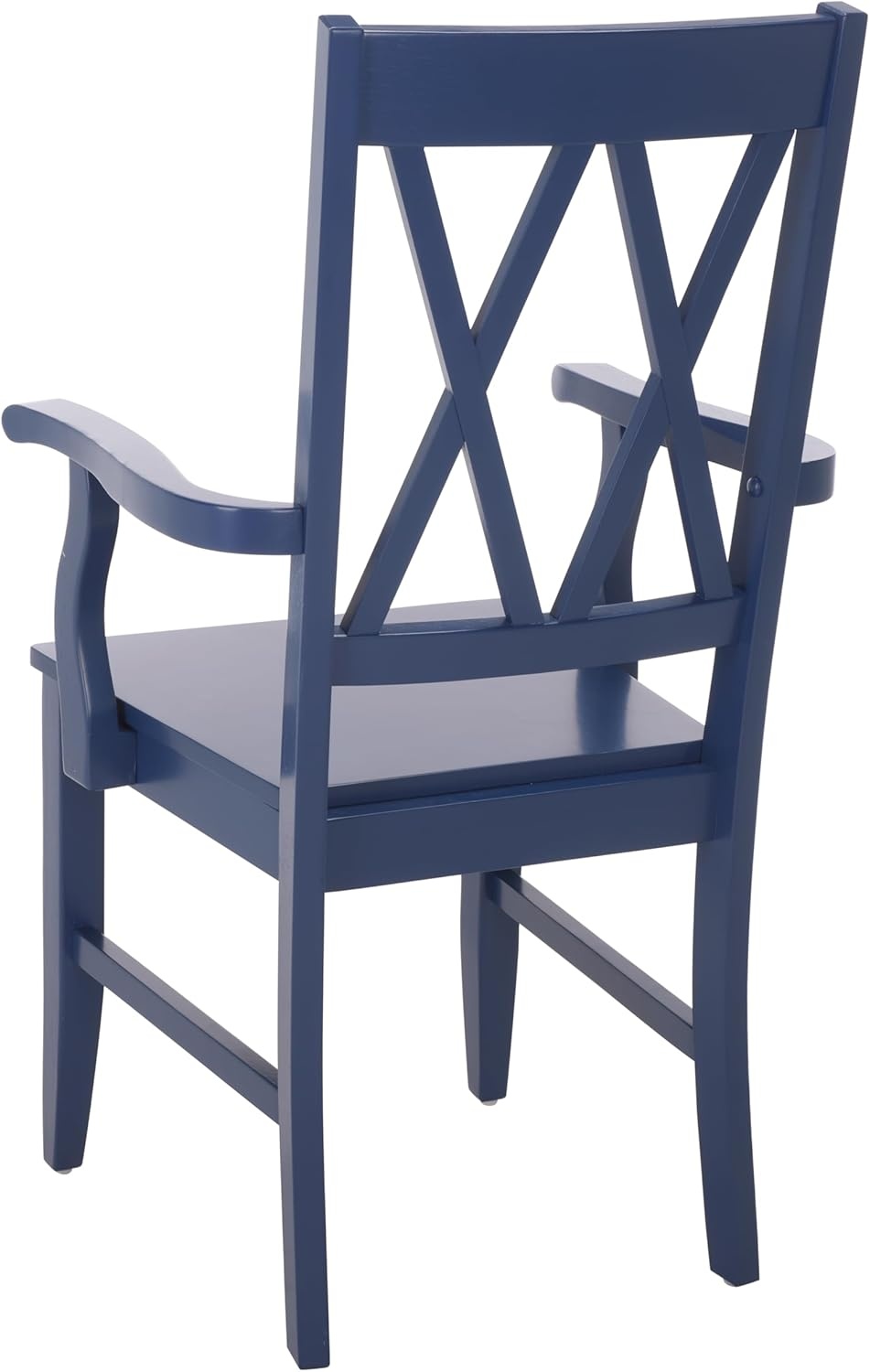 image:imageSAFAVIEH Home Collection Yana Double XBack Dining Arm Chair Solid Wood Light Oak Finish Classic Farmhouse Style DCH6901BDark Blue
