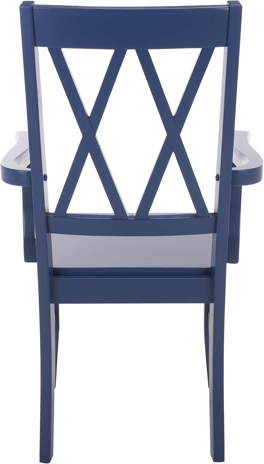 image:imageSAFAVIEH Home Collection Yana Double XBack Dining Arm Chair Solid Wood Light Oak Finish Classic Farmhouse Style DCH6901BDark Blue
