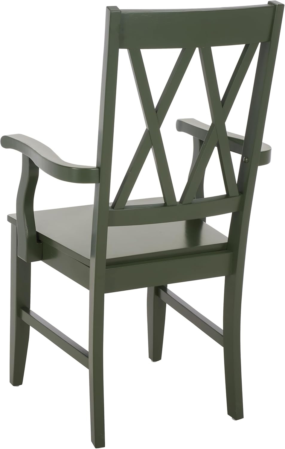 image:imageSAFAVIEH Home Collection Yana Double XBack Dining Arm Chair Solid Wood Light Oak Finish Classic Farmhouse Style DCH6901BDark Green