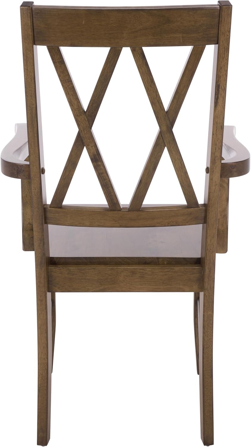image:imageSAFAVIEH Home Collection Yana Double XBack Dining Arm Chair Solid Wood Light Oak Finish Classic Farmhouse Style DCH6901BDark Oak