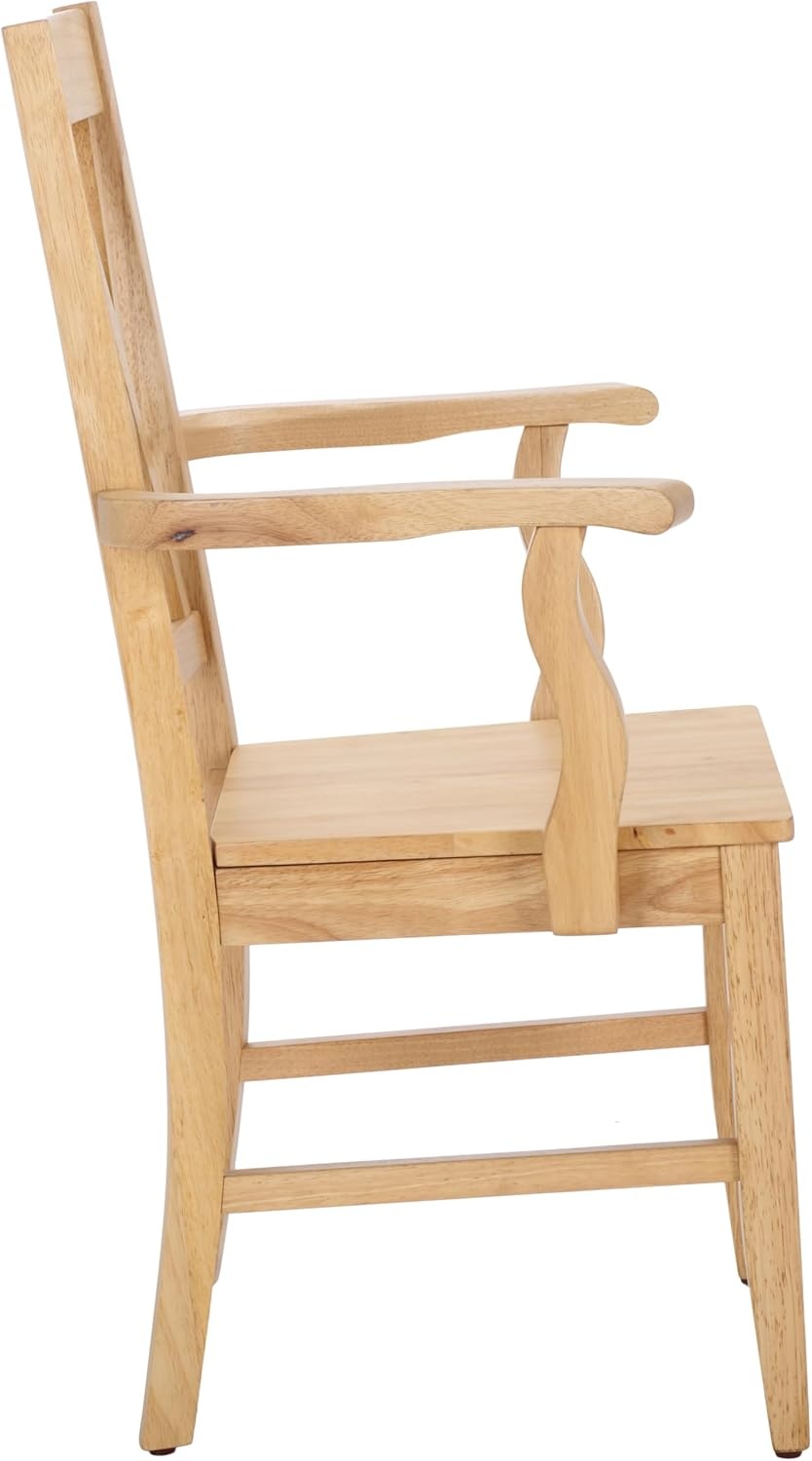image:imageSAFAVIEH Home Collection Yana Double XBack Dining Arm Chair Solid Wood Light Oak Finish Classic Farmhouse Style DCH6901BLight Oak