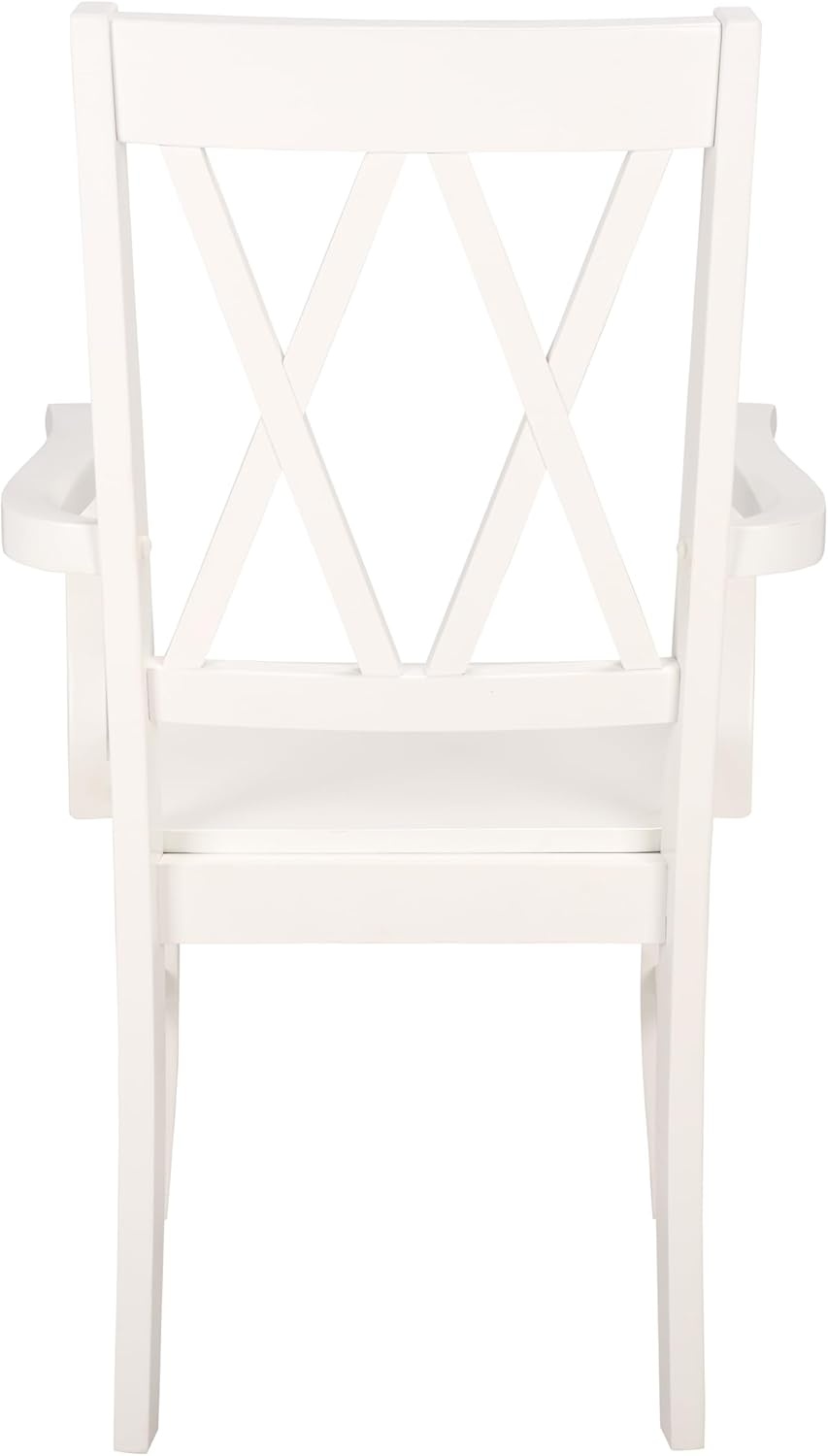 image:imageSAFAVIEH Home Collection Yana Double XBack Dining Arm Chair Solid Wood Light Oak Finish Classic Farmhouse Style DCH6901BWhite